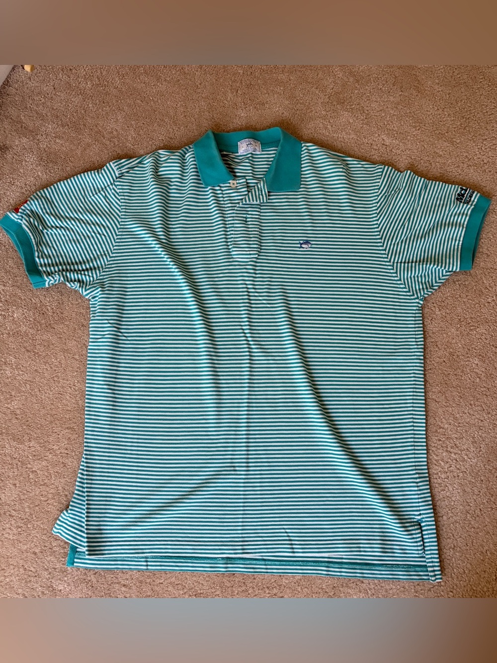 Men's Teal & White Striped Southern Tide Polo